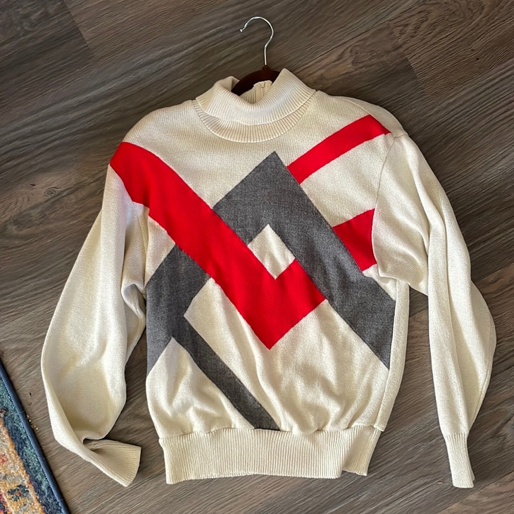Vintage Lilli Ann Collection knit long sleeve sweater with shoulder pads - Picture 1 of 7